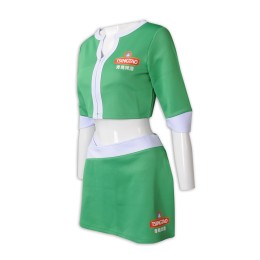 BG035  Sample-made beer girl style Tsingtao beer skirt short-sleeved two-piece cheerleading suit healthy lace cloth beer girl uniform manufacturer   Prop shirt for filming BG035  Sample-made beer girl style Tsingtao beer skirt short-sleeved two-piece cheerleading suit healthy lace cloth beer girl uniform manufacturer   Prop shirt for filming